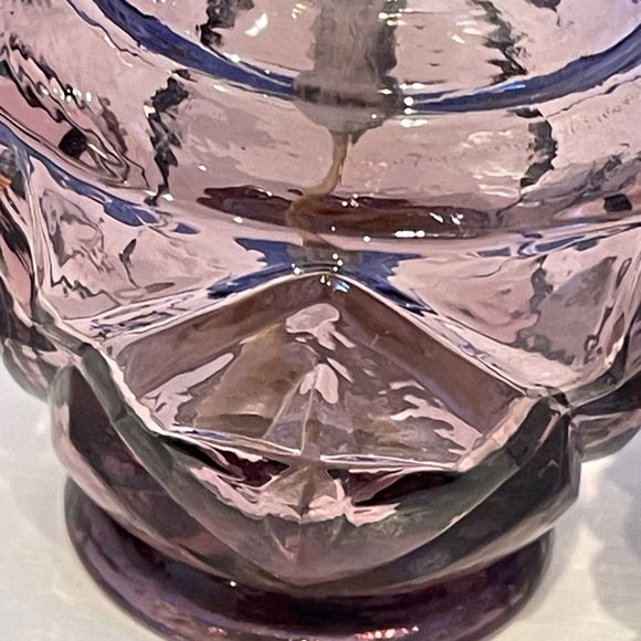 Vintage I. W. Rice & Co. Set 2 Perfume Bottle Hobnail Milk & Purple Glass Japan - Picture 5 of 15